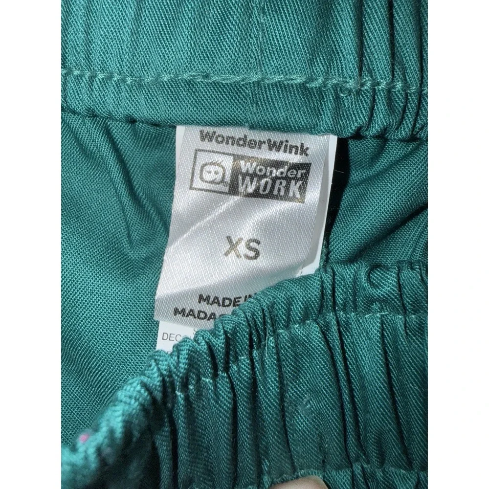WonderWink WonderWORK Scrub Pants Womens XS Teal Green Cargo Stretch NWT